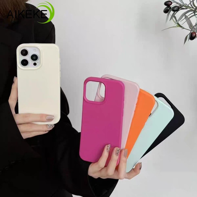 Ốp Điện Thoại Da Màu Trơn Ins Phong Cách Cho iPhone 16 Pro Max 15 14 Plus 13 12 Mini Pro Max Vỏ Bảo Vệ Chống Sốc Đơn Giản