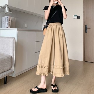 M-4XL Quần Size Lớn Nữ Crop Culottes Nữ Mùa Hè 2025 Size Lớn Béo MM150kg Cao Cấp Thường Ngày Ren Mỹ Ống Rộng Culottes Hơi Béo Size Lớn Quần Áo Nữ