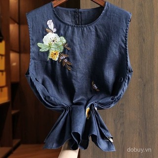 Mùa hè Mới Nữ Phong Cách Quốc Gia Trung Quốc Cotton Vải Lanh Áo Vest Không Tay