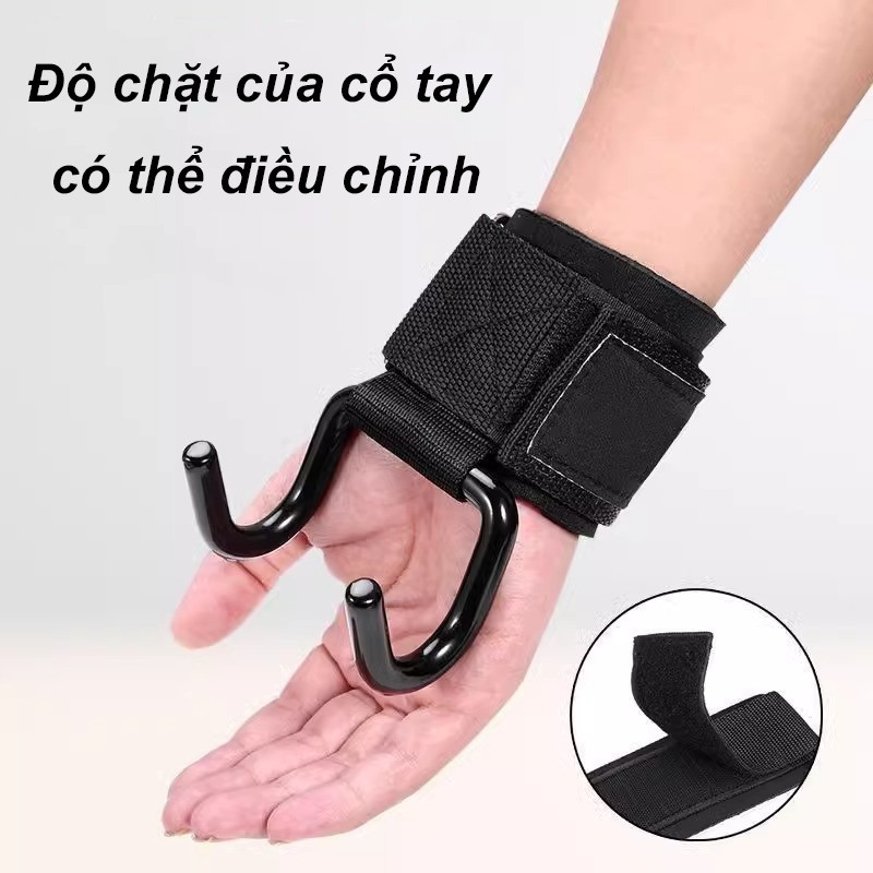 Dây Quấn Cổ Tay Có Móc Đa Năng，Găng tay tập xà đơn có móc - trợ lực nâng đẩy tạ,gym Bảo Vệ Cổ Tay