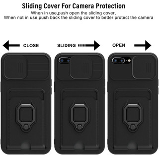 Dành Cho iphone 6 7 8 Plus SE 2020 SE 2022 Ốp Lưng 4 Trong 1 Trượt Camera Bao Đựng Thẻ Đứng Vuông Freebie Dây Chống Sốc Chống Rơi Mỏng Mềm TPU Cover