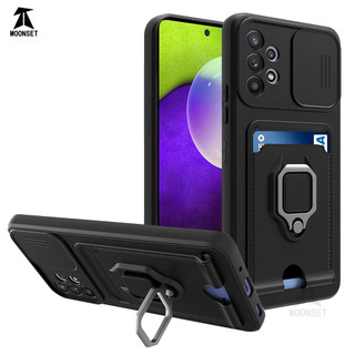 Dành Cho Samsung Galaxy A52 / A52s / A72 / A73 / A53 Ốp Lưng 4 Trong 1 Trượt Camera Bao Đựng Thẻ Đứng Vuông Freebie Dây Chống Sốc Chống Rơi Mỏng Mềm TPU Cover