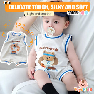Bộ áo liền quần Cotton cho bé trai hoạt hình dễ thương Gấu thể thao dáng rộng vừa vặn mềm mại và thoải mái Bộ áo liền quần cho bé sơ sinh (0-24 tháng)