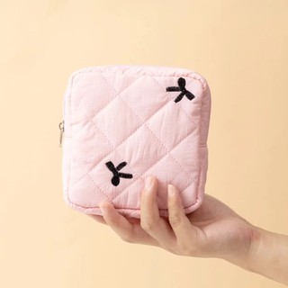 [CRUSH] Túi đựng khăn ăn vệ sinh, Túi đựng đồ đóng cửa có dây kéo nhỏ gọn và di động, Túi thời trang Túi đựng thiết kế nơ dễ thương đa năng Túi đựng đồ du lịch