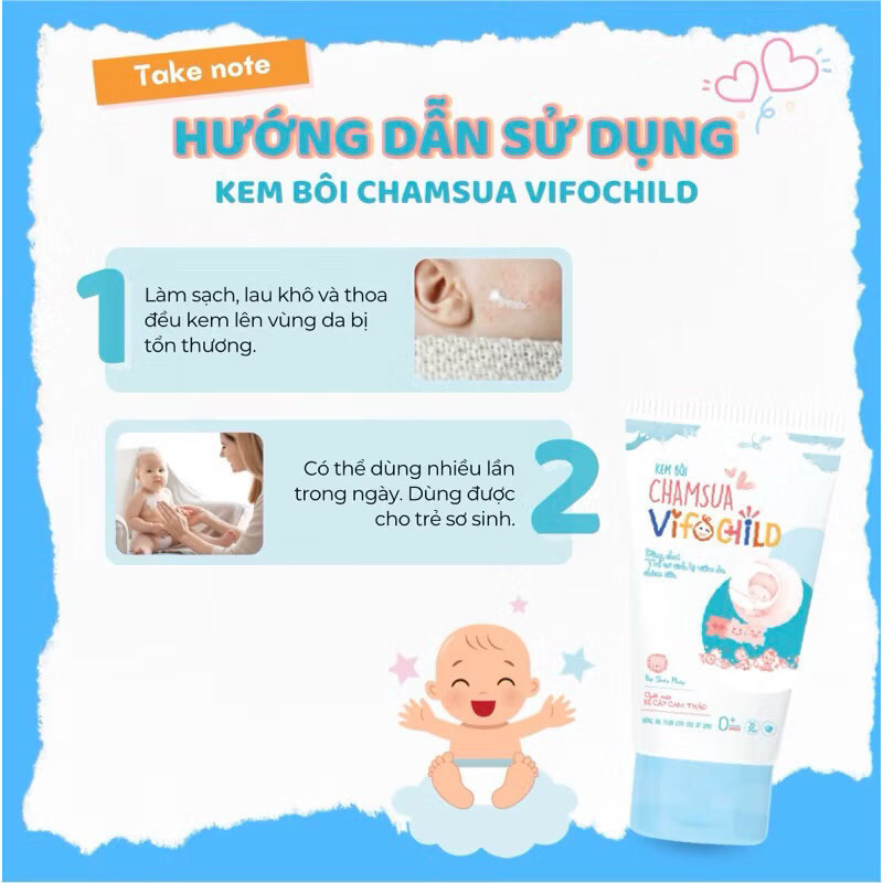 Kem bôi Chàm Sữa VIFOCHILD 30g Hỗ trợ giảm mụn sữa Viêm da cơ địa Mẫn đỏ Dịu mát da cho bé Baby 3