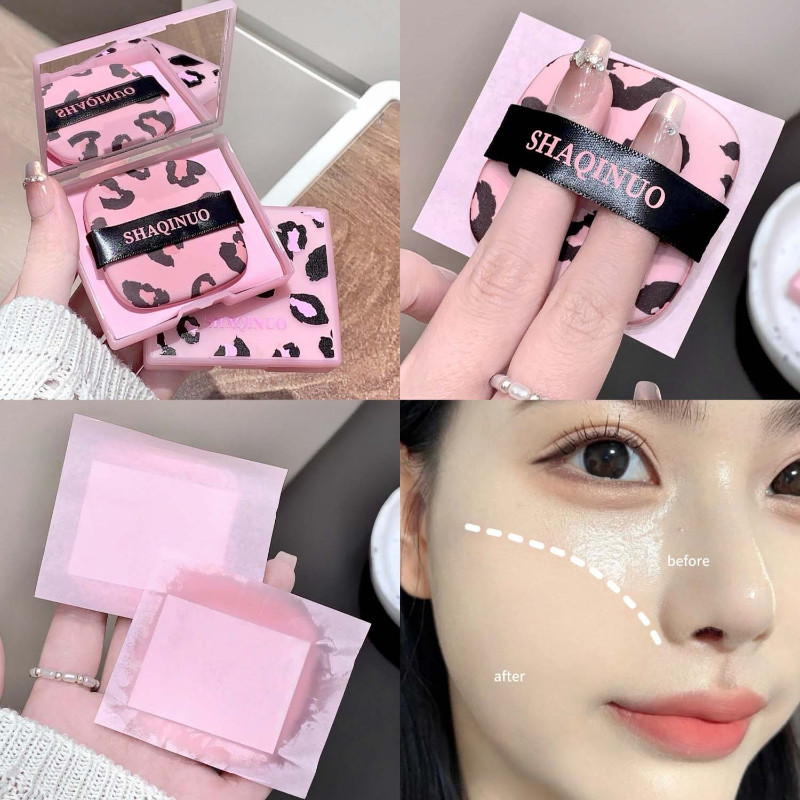 Set 100 Tờ Giấy Thấm Dầu,hương thơm đi kèm với gương + Puff hộp di động