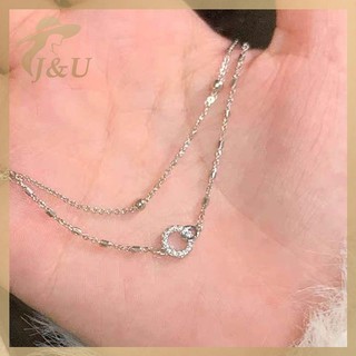 JU Hợp Thời Trang Hai Lớp Hạt Tròn Nhỏ Vòng Tay Nữ Vòng Tay Màu Bạc Đơn Giản Dây Xích Nữ Vòng Tay Trang Sức VN