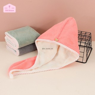 Khăn quấn đầu khô tóc siêu thấm hút 2 lớp microfiber lông cừu mỏng