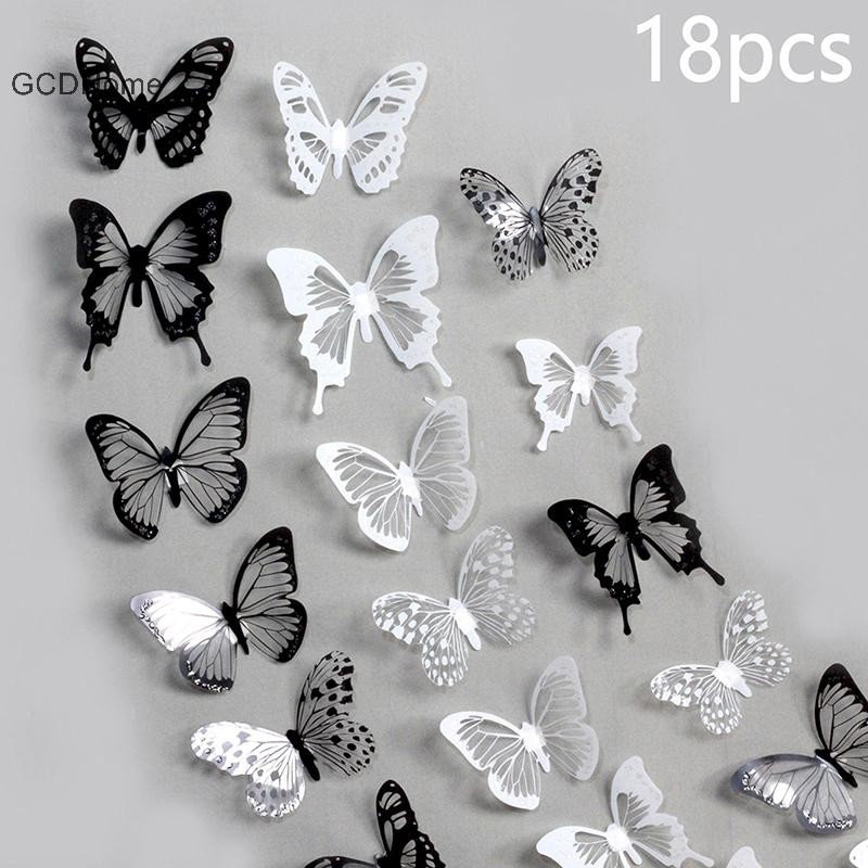 Gcdhome 18 Cái / bộ Đen Trắng Pha Lê Dán Tường Nghệ Thuật Đẹp Decal Trang Trí Nhà Cửa Cho Tủ Lạnh Phòng Trẻ Em HOT