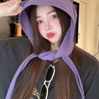 Mũ chui đầu NOOKSTORY có dây đeo, mũ hình quỷ dễ thương, mũ chống nắng polyester màu đơn sắc thấm hút mồ hôi tốt dành cho bé gái
