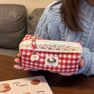 Phong Cách Mới Lưu Trữ Lưới Đỏ Hộp Đựng Bút Chì Retro Đơn Giản Sinh Viên Dung Tích Lớn Văn Phòng Phẩm Hộp Văn Phòng Phẩm Túi Bảo Quản