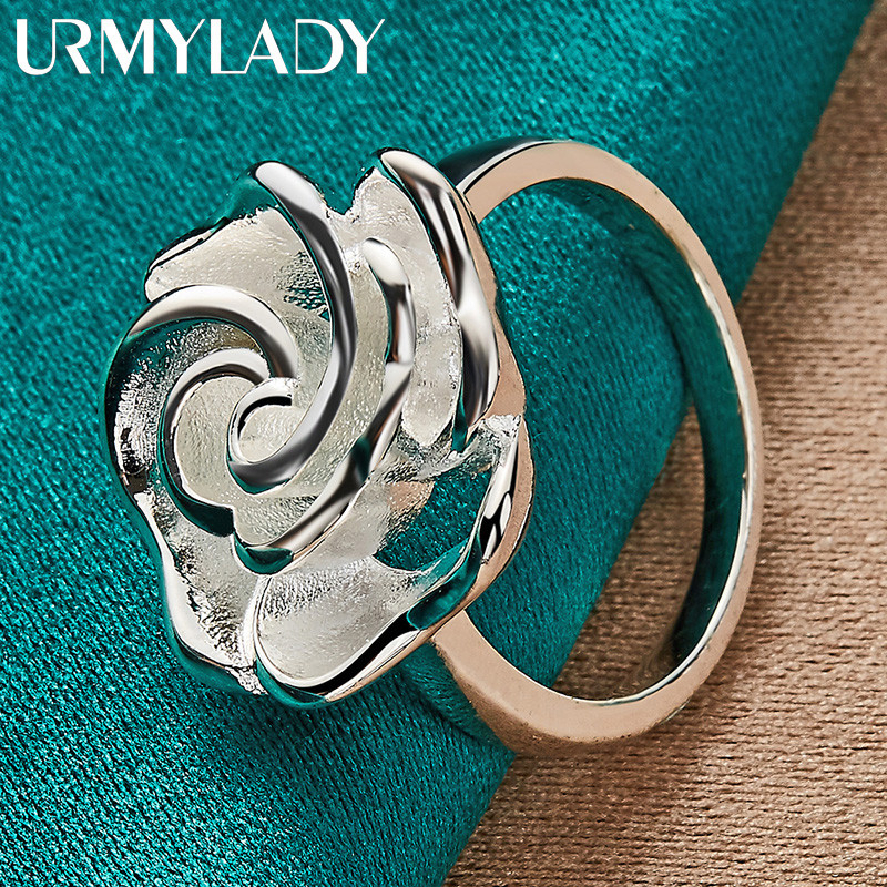 URMYLADY Nhẫn Hoa Bạc 925 Mới Cho Nữ Mỹ Thanh Lịch Trang Sức Dự Tiệc Thời Trang