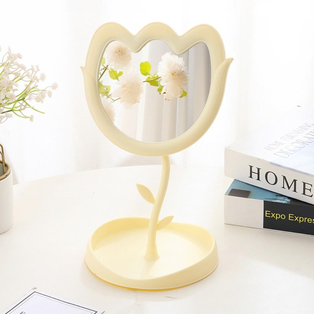 Gương trang điểm hình hoa Tulip LACYES, Gương trang điểm để bàn cổ điển dễ thương, Gương bàn một mặt có độ phân giải cao đa chức năng Phòng ngủ