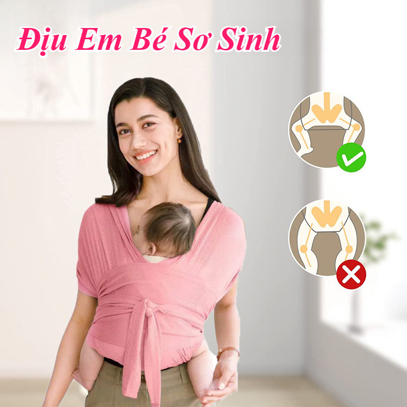 Địu Vải Cao Cấp Cho Bé,Địu vải em bé,Địu Vải Em Bé Chất Liệu Cotton Mịn Mát,0-36 tháng mềm mại, thoáng khí,co giãn