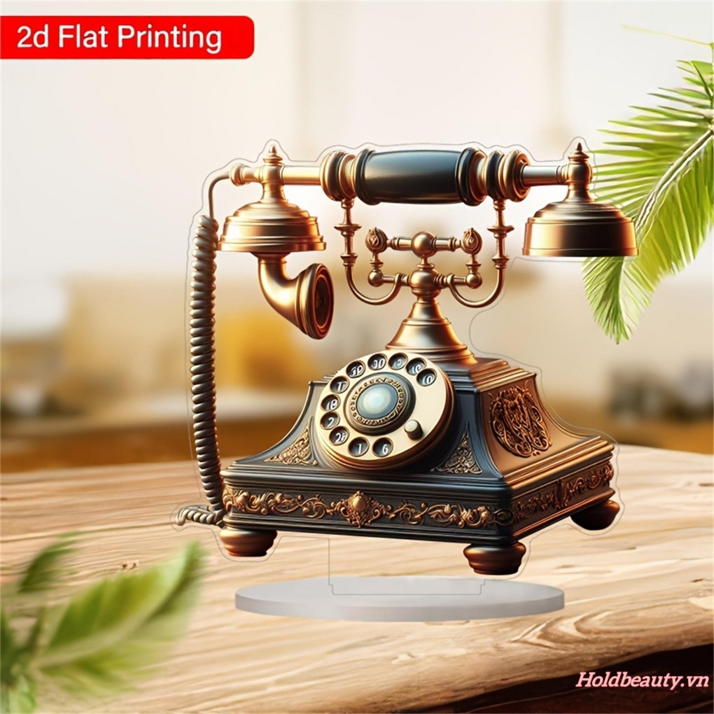 Điện Thoại Cố Định Trang Trí Bàn Retro Quay Số Điện Thoại Hình Acrylic Phẳng Đồ Trang Trí Trung Tâm Cho Gia Đình