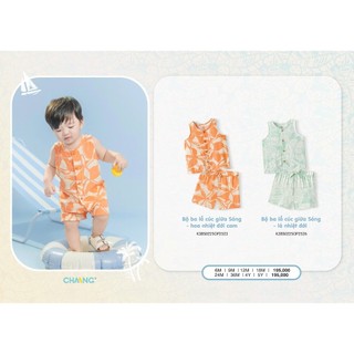 Chaang SS2025 Bộ ba lỗ cúc giữa, bộ hai dây  Sóng - cho bé