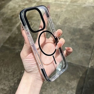 Ốp điện thoại hút từ tính khung màu nâng cao cho iPhone16 15 14 13 12 Pro Max bảo vệ camera chống sốc chống rơi mặt sau cứng