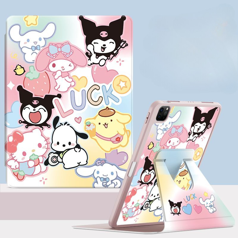 Ốp lưng máy tính bảng cho Samsung Galaxy S10 FE + Tab A7 lite 8.7inch S9 FE + S10ULTRA Tab S6 lite 2024 A9 + S7 + / S8 + / S7FE Vỏ Acrylic xoay có giá đỡ bút chì