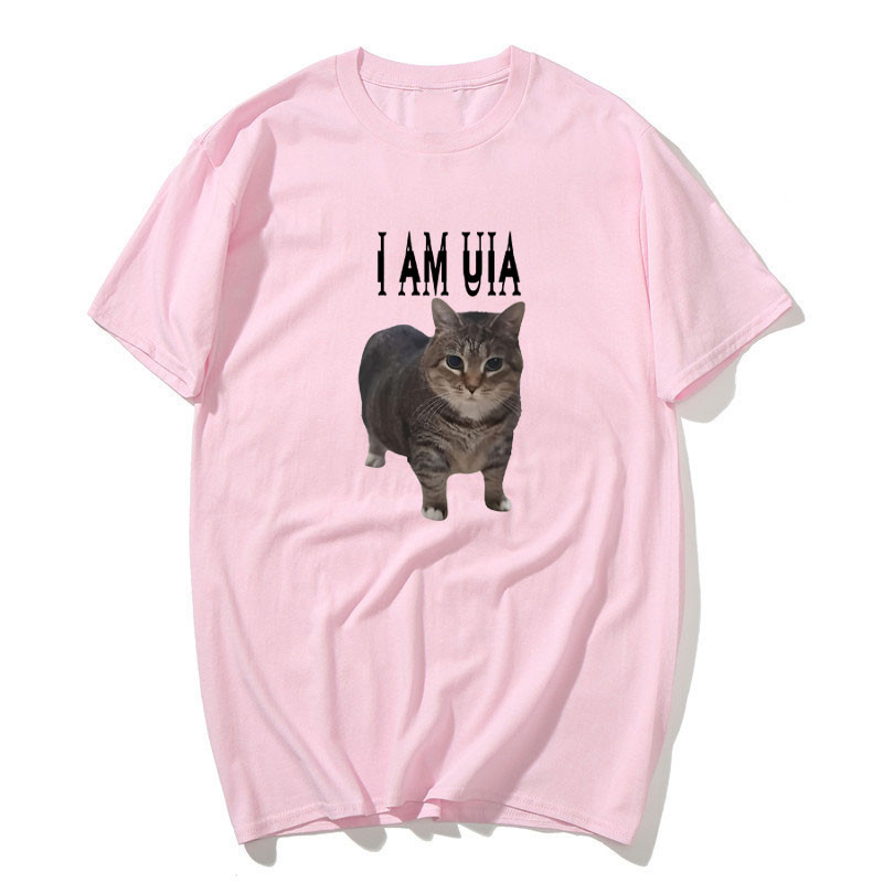 "I Am Uia Cat Áo nam Nữ Hip Hop Âm Nhạc Cotton Tay Ngắn Cổ Tròn Áo nam Áo Thun Cotton Tay Ngắn Tee