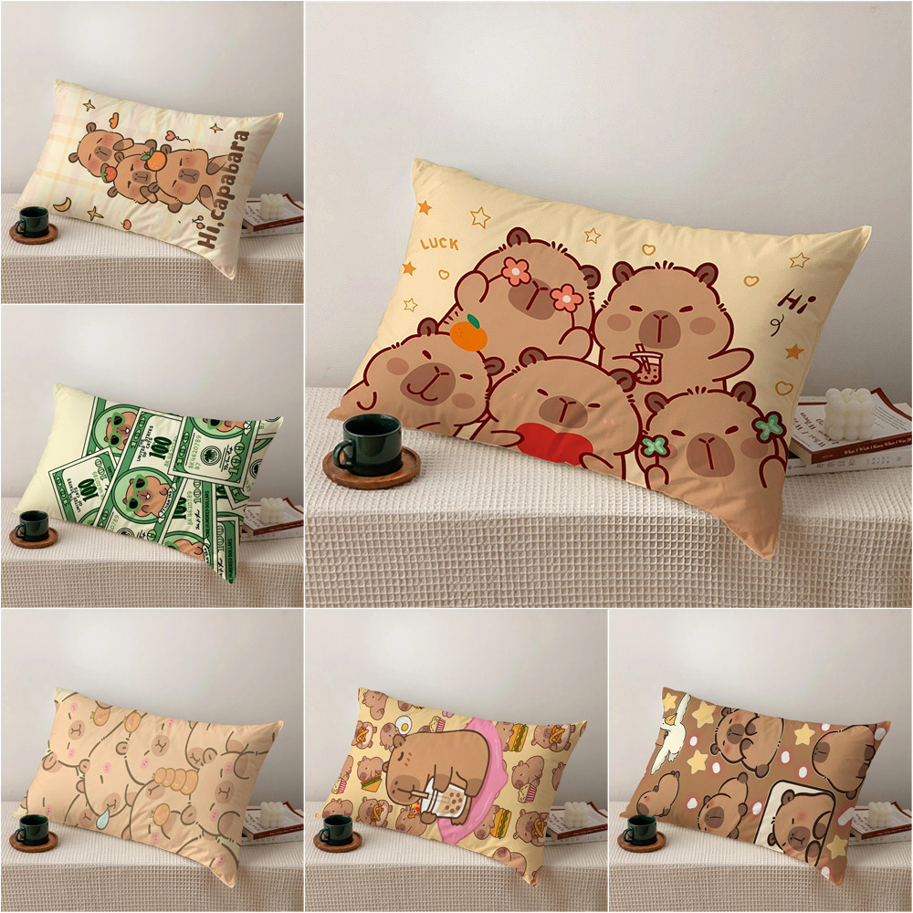 Vỏ gối hình chữ nhật Capybara Vỏ gối Polyester in một mặt (Không có lõi)