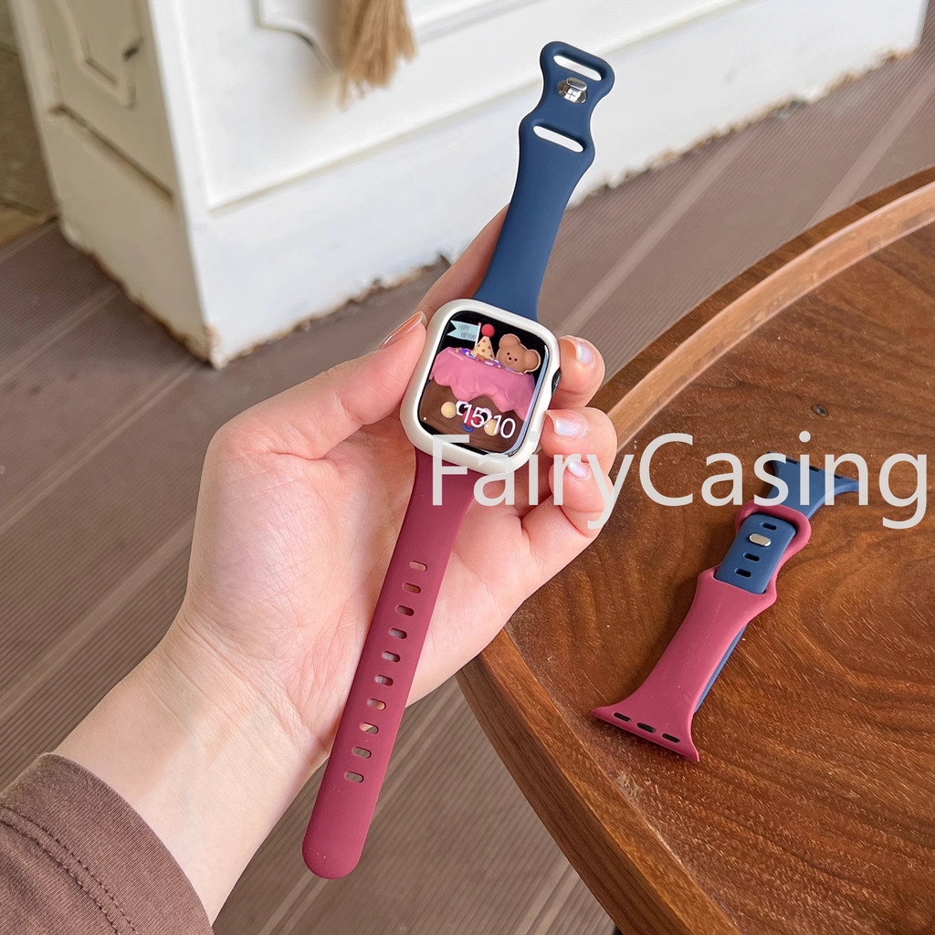 Ốp lưng Candy Color S11 S11 + Dây đeo silicon mỏng S11 cho Iwatch 49mm 44mm 40mm 45mm 41mm 42mm 46mm Vòng đeo tay thể thao cho Apple Watch Series 8 7 Se 4 5 6 9 10 Ultra 2