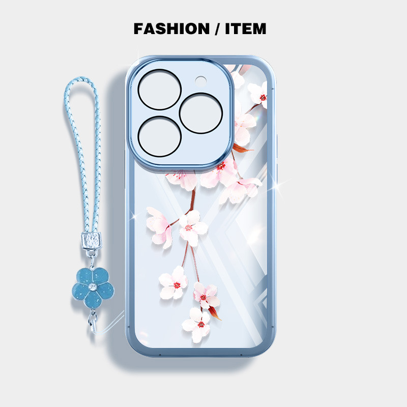 YBD Phong Cách Mới Hoa Đào Ốp Lưng Điện Thoại infinix Smart 8 HD Plus Pro ITEL P55 Hot 40i Hot 40 Pro Tecno Spark Go 2024 Spark 20 Pro 20C POP 8 KJ6 Có Dây Treo Hoa