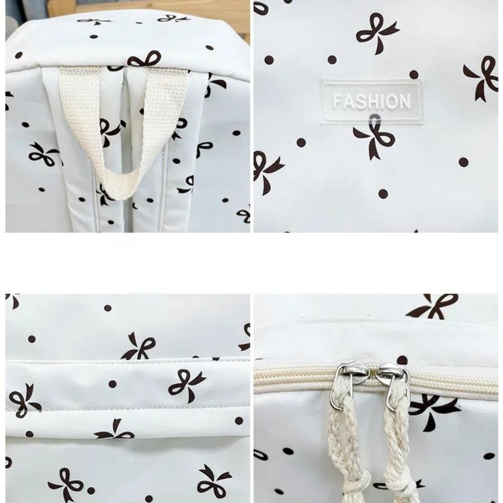 Túi đi học dành cho học sinh YMIFI, Túi đi học in nơ dung tích lớn, Túi sách Ba lô nữ Nylon