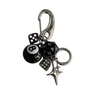 Mặt dây chuyền 8 con xúc xắc đen kiểu Xiaohongshu, phụ kiện móc khóa/treo eo/dễ thương, thiết kế hợp thời trang, R18V