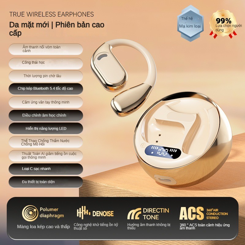 Không Dây AI Dịch Tai Nghe Bluetooth Dẫn Truyền Xương Không Khí Loại Tai Chạy Thể Thao Tai Nghe Chuyên Dụng