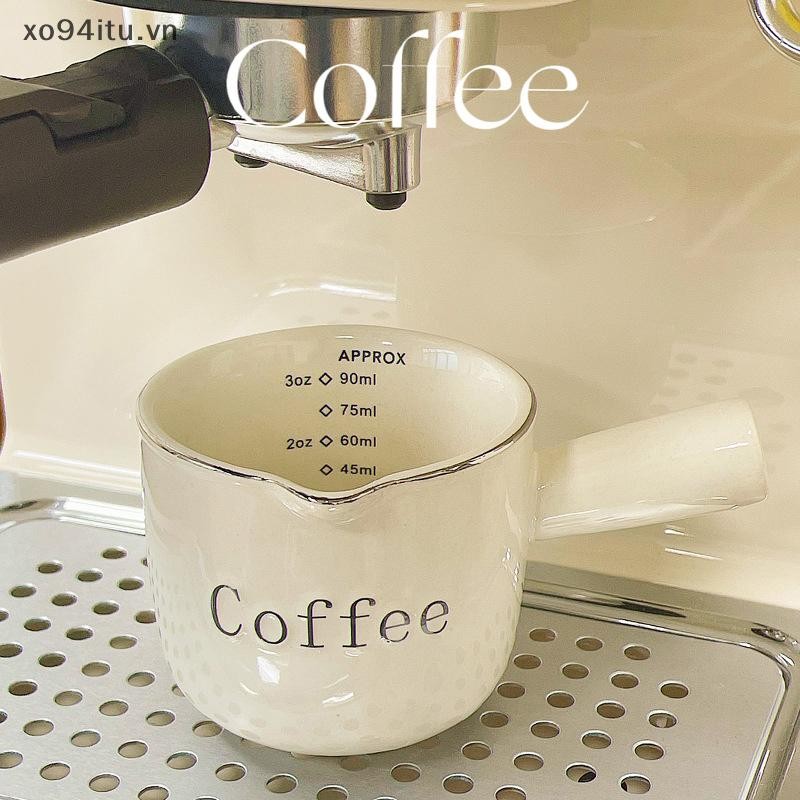 Xoitu 90ml Cốc đo tốt nghiệp bằng gốm đậm đặc có tay cầm Hộp đựng chất lỏng Cốc sữa VN