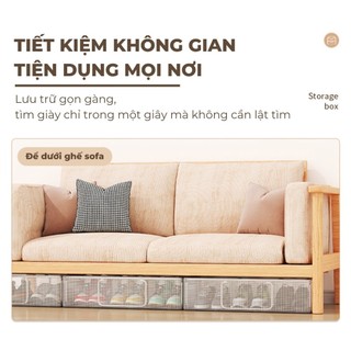 Hộp đựng giày BUNA, Hộp đựng đồ vải lưới PVC, khung thép có thể gấp gọn, ngăn kéo, nắp trong suốt