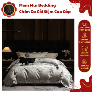 Bộ Chăn Ga Gối Chất Liệu Tencel Cotton Mềm Mịn Thoáng Khí Họa Tiết Vân Chìm Tinh Tế - MemMinbedding Luxury