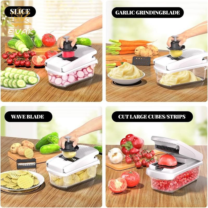Alittlesetrtu Thực Phẩm Đa Năng 15 Trong 1 Có Hộp Bảo Quản Máy Cắt Rau Nhà Bếp Máy Thái, Máy Xay Thịt VN