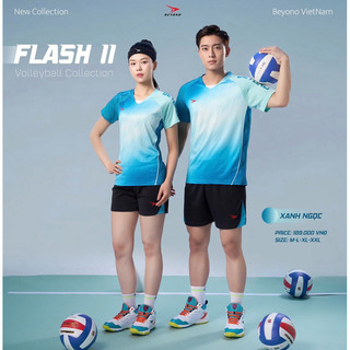 Bộ quần áo bóng chuyền nam nữ Beyono Flash 2 hoạ tiết loang màu siêu đẹp, tay phối độc đáo, chất vải mềm mịn thoáng mát