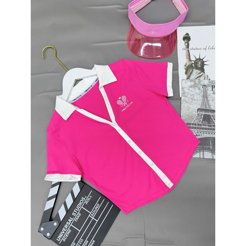 [PICKLEBALL] Áo croptop Pompeche- chất thun lulu Quảng châu tập pickleball, tennis, gofl
