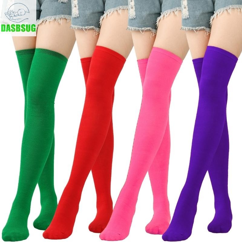 Dasbsug Nữ Trên Đầu Gối Tất Màu Soild Tất Dài Nữ Trên Đầu Gối Đùi Tất