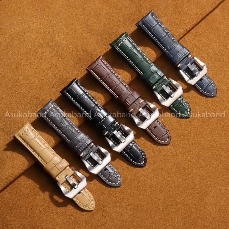 Tiền Cũ Vintage Da Thật Chính Hãng Dây Đeo Đồng Hồ Cho Panerai Luminor Dây Đồng Hồ 20 Mm 22 Mm 24 Mm 26 Mm Cổ Điển Nam Nữ Vòng Tay Chống Thấm Nước Cổ Điển Retro Mùa Đông Quà Tặng Năm Mới