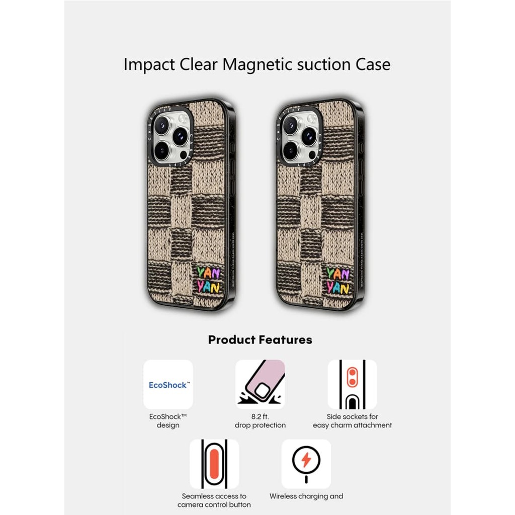 Casetify X YanYan Kiểm Tra Ốp Lưng Acrylic Cứng Hút Từ Tính Cho Apple IPhone 12 13 14 15 16 Pro Max Plus Có Hộp