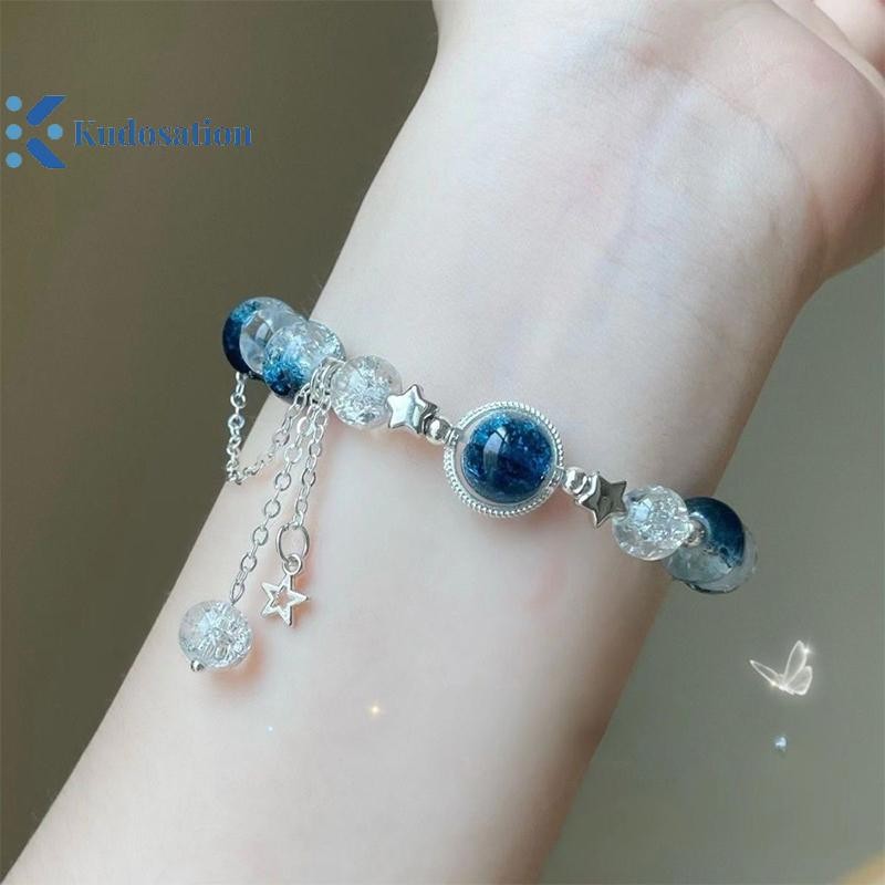 Kudosation Tinh Tế Ngôi Sao Mặt Dây Chuyền Vòng Tay Xu Hướng Ngọt Pha Lê Đính Hạt Vòng Tay Cho Nữ Bé Gái Thời Trang Ánh Sáng Sang Trọng Trang Sức Quà Tặng