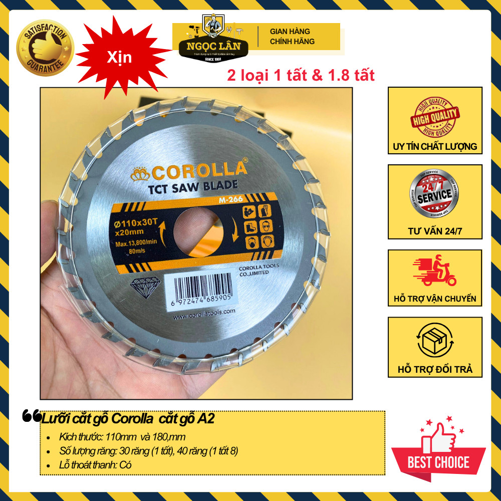 Lưỡi cắt gỗ cưa gỗ cắt ván, lưỡi cắt cốp pha 1 tất Corolla 110x30Tx20mm A2 sắc bén cao cấp