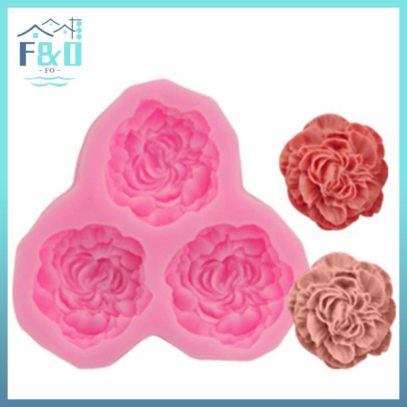 [F & O] Khuôn Silicon Hoa Mẫu Đơn Cưới Cupcake Topper Dụng Cụ Trang Trí Bánh Fondant {vn}