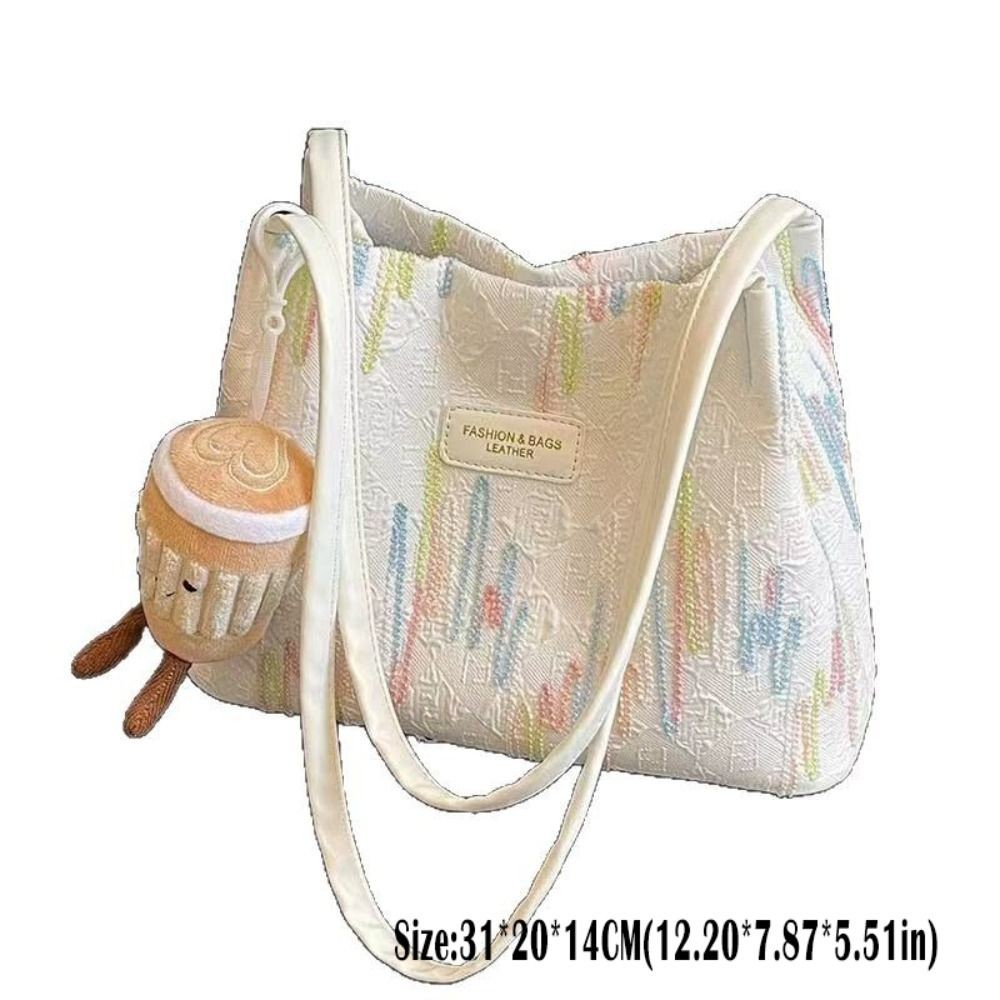 HOBBYIN Túi đeo vai HOBBYIN, Túi đeo chéo bằng vải Canvas dễ thương, Túi Tote Kawaii sành điệu sọc