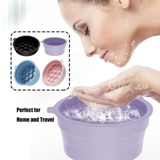 HIK Di Động Gấp Đá Facials Washbasin Silicone Mặt Ice Bath Bát Chăm Sóc Da Mặt Dụng Cụ Giảm Mụn Lỗ Chân Lông Co Giãn