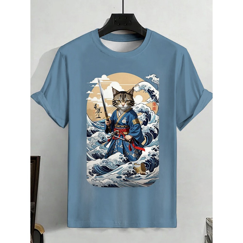 Mới Top 3D Nhật Bản In Áo nam Ukiyo-e Áo Thun Nữ Tay Ngắn Ngoài Trời