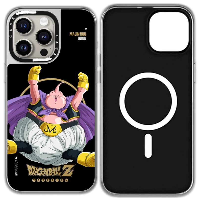 CASECASE X Dragon Ball Z MAJIN BUU Ốp lưng tốt hút từ tính Vỏ iPhone Gương đen & bạc IPhone 16 15 14 13 12 Pro Max Plus Ốp lưng cứng có hộp khắc logo