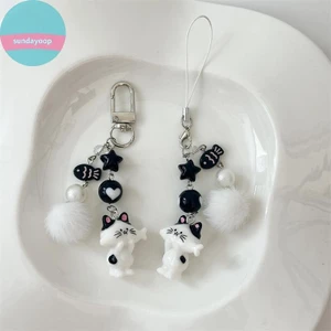 Sund Dễ Thương Mèo Con Hạt Móc Khóa Mặt Dây Chuyền Ngôi Sao Cá Quyến Rũ Dây Xích Điện Thoại Cô Gái Đáng Yêu Ba Lô Túi Trang Trí Cặp Đôi Quà Tặng VN
