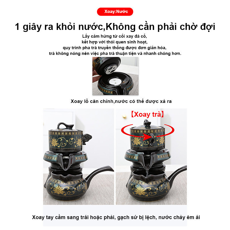 Bộ Ấm Trà Gốm Sứ Retro, Trọn Bộ Kung Fu & Trà Lười, Thiết Kế Sang Trọng,  Dành Cho Trà Đạo