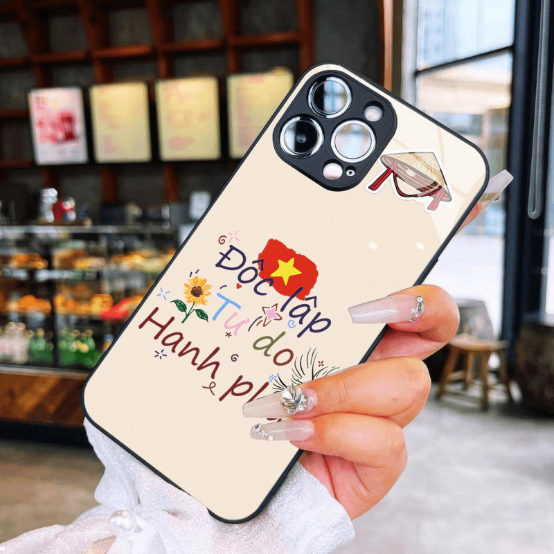 Độc lập - Tự do - Hạnh phúc Việt Nam Cờ Đỏ Star Wine Glass Case cho iPhone 16 17,15 14 13 12 11 8 7 6 6s 6p 7p 8p 6g 7g 8g