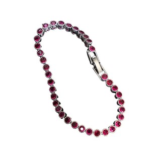 Châu Âu Mỹ ins Phong Cách Mới Hàng Tròn Kim Cương Đỏ Corundum Spinel Zircon Vòng Tay Nữ