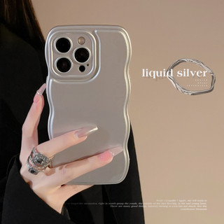[Sheren] Ốp Điện Thoại Apple 13 Bạc Mạ Điện iphone14 Sense Cao Cấp 16 Ốp Chống Sốc 15promax Wavy Edge 12 Vỏ Bảo Vệ Màu Trơn